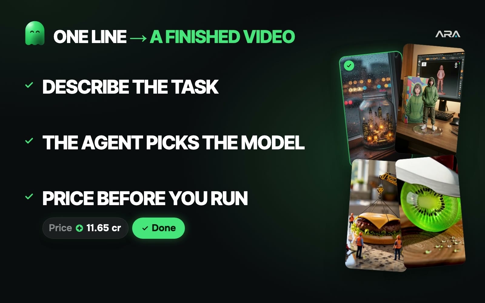 ARA AGENT — One sentence — a finished result